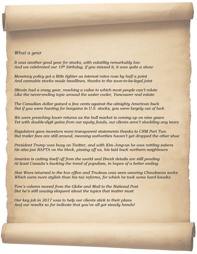 An old Steadyhand tradition - The year-end poem