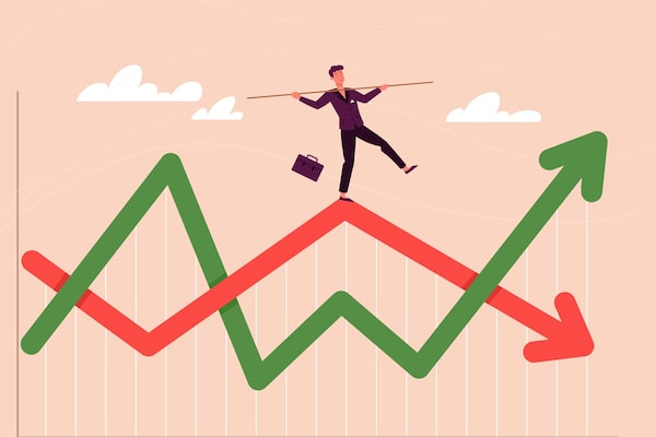 A cracked stone path stretching into the horizon through grassy fields, lit by warm golden sunlight, symbolising resilience and the long-term journey of investing