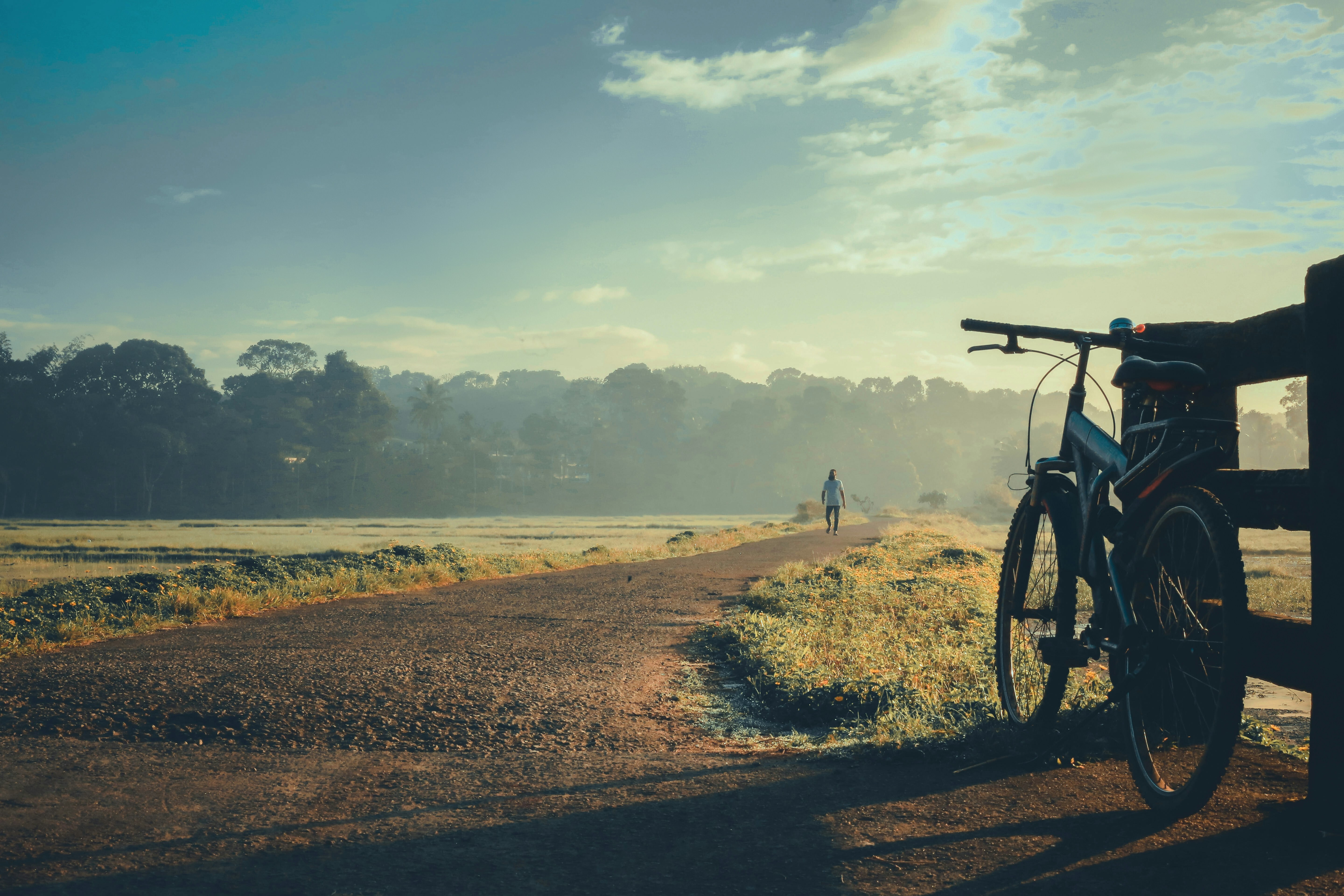 Biking in field